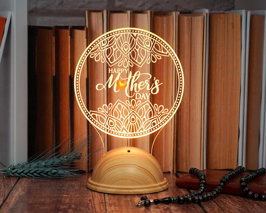 Happy Mother's Day İşlemeli Anneler Günü Hediyesi Gece Lambası