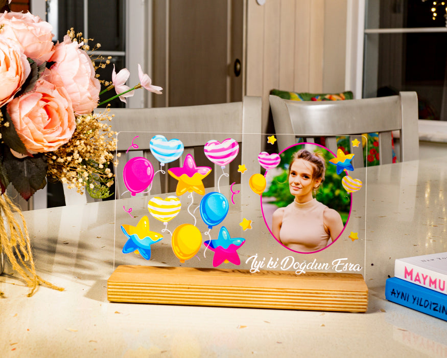 Kişiye Özel Pleksi Şeffaf Tablo Fotoğraflı Doğum Günü Hediyesi Özel Hediye Paketli