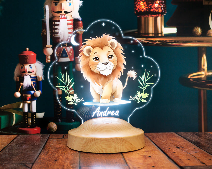 Aslan Figürlü LED Lamba – İsimli Çocuk Odası Hediyesi