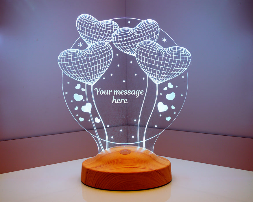 Öğretmenler Günü Hediyesi, Mezuniyet Hatıra Hediyesi, Öğretmene Hediye, Balon Kalpler, Kişiye Özel 3 Boyutlu Led Lamba