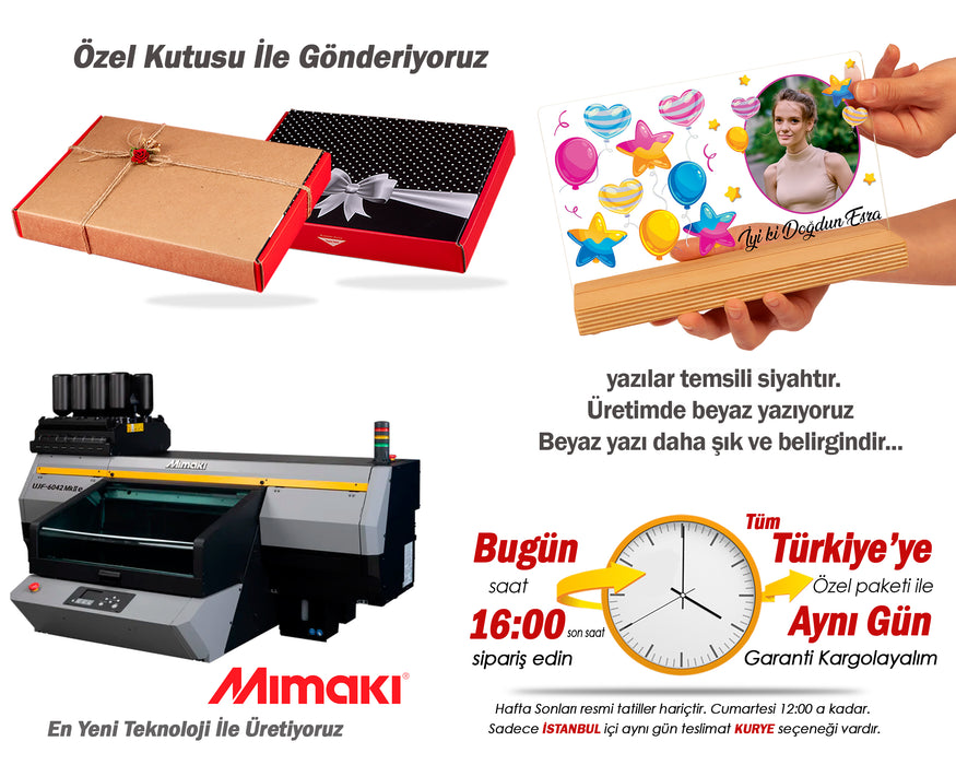 Kişiye Özel Pleksi Şeffaf Tablo Fotoğraflı Doğum Günü Hediyesi Özel Hediye Paketli