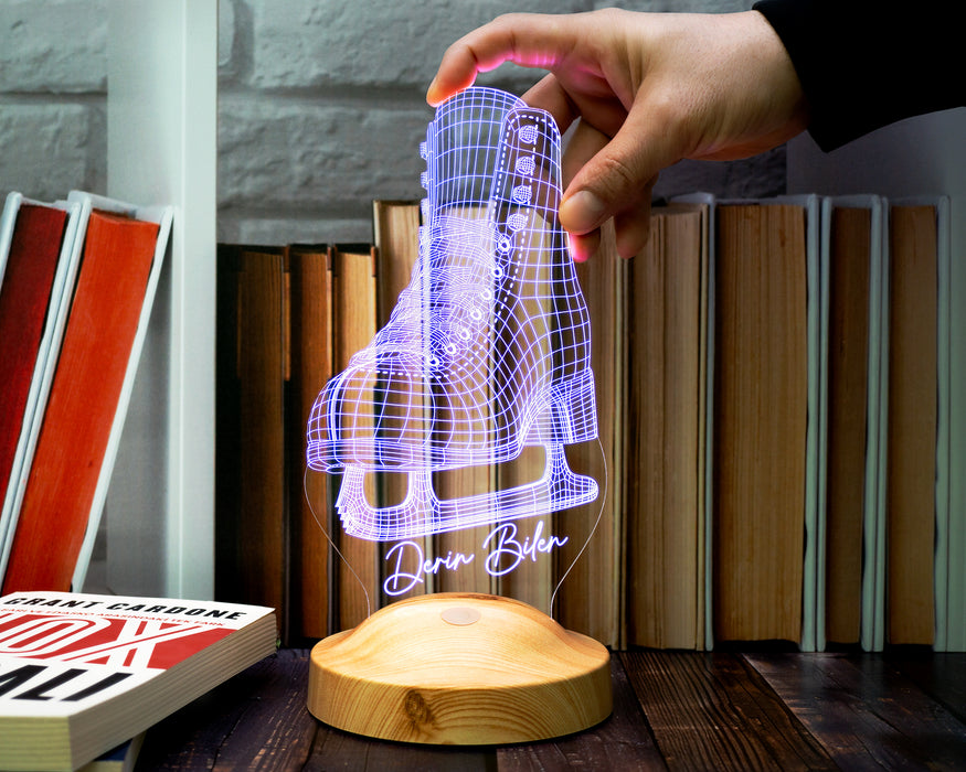 Buz Pateni 3D Led Lamba – Artistik Buz Pateni Sporcusuna Özel Hediye, Buz Pateni Sporcu ve Antrenör Hediyesi Edea, Jackson