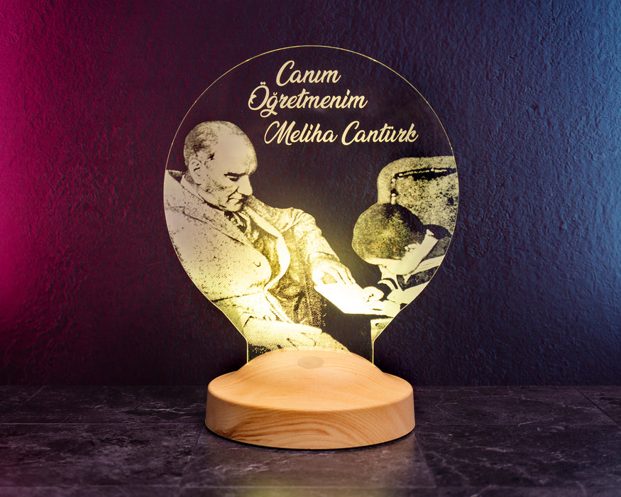 Canım Öğretmenim Atatürk, Öğretmenler Günü Hediyesi, Mezuniyet Hatırası Hediyesi, Kişiye Özel Lamba
