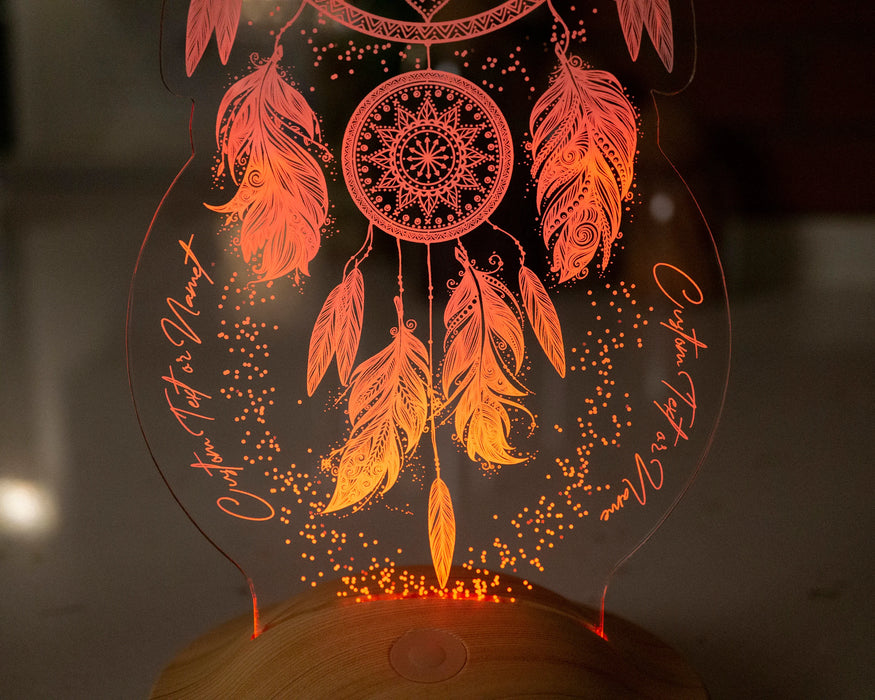 Kişiye Özel Dreamcatcher Düş Kapanı Gece Lambası, Rüya Kapanı ile Çakra Odası Dekoru, Kişiselleştirilmiş Başucu Led Lamba, En İyi Hediye