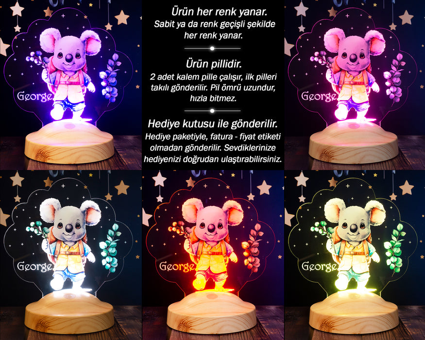 Koala Figürlü LED Lamba – İsimli Bebek Hediyesi