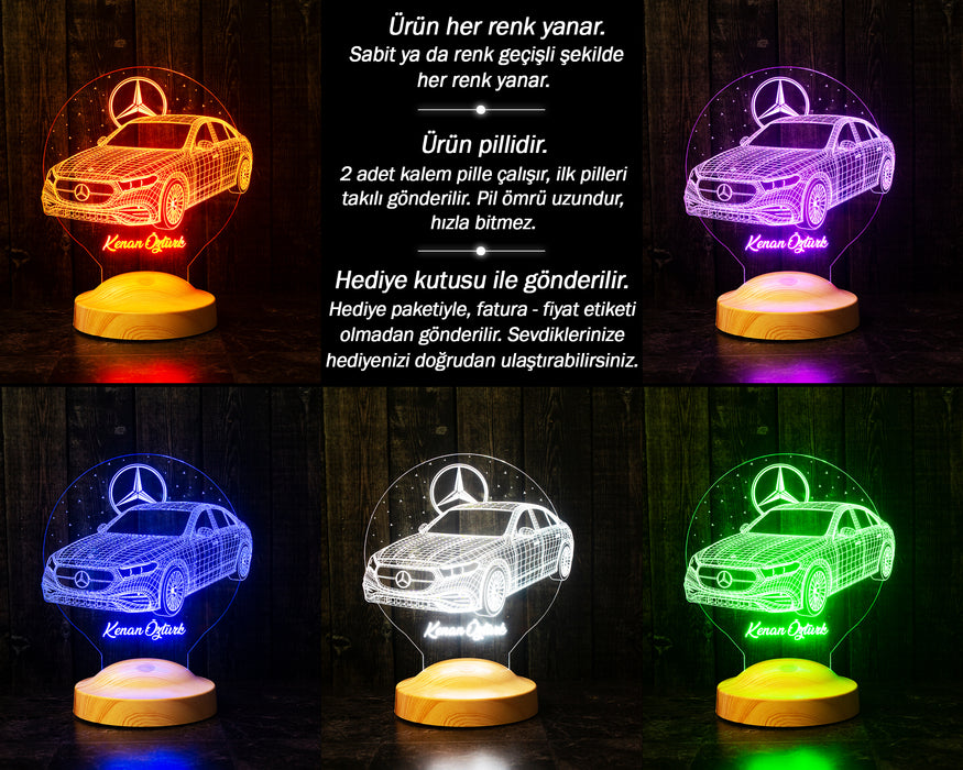 Mercedes Logolu LED Masa Lambası – Mercedes Tasarımlı Hediye