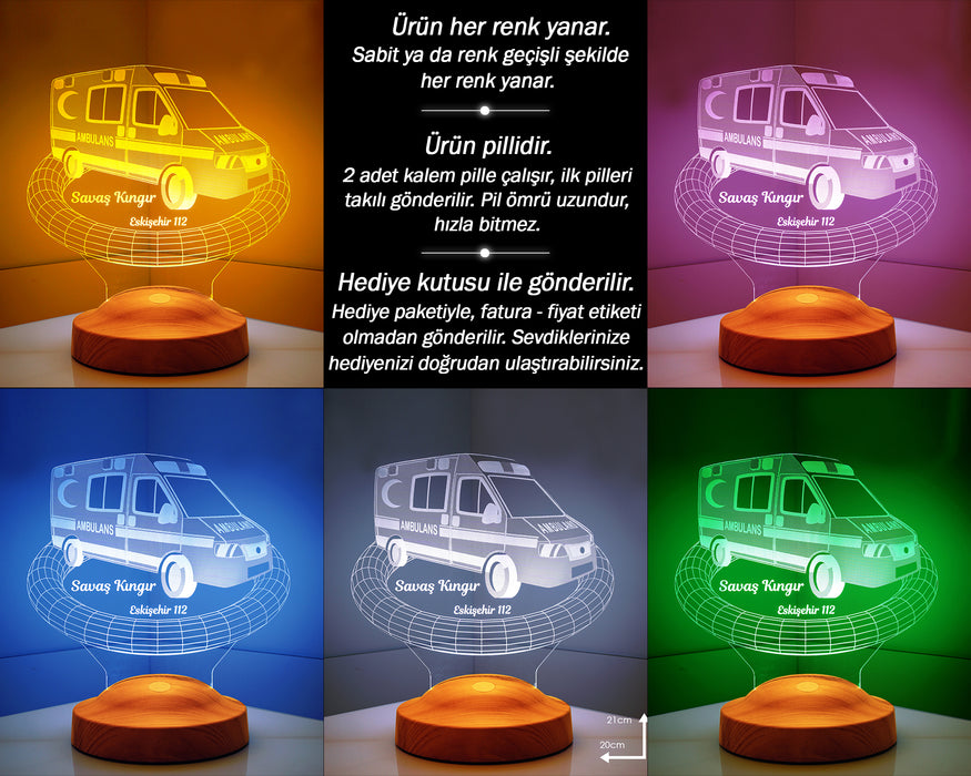 Ambulans Kişiye Özel 112 Acil Sağlık Personeli Hediyesi Led Lamba