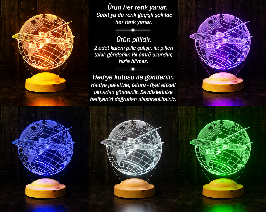 Pilotlara Özel Boeing 737 Tasarımlı LED Gece Lambası – Kişiye Özel Hediye