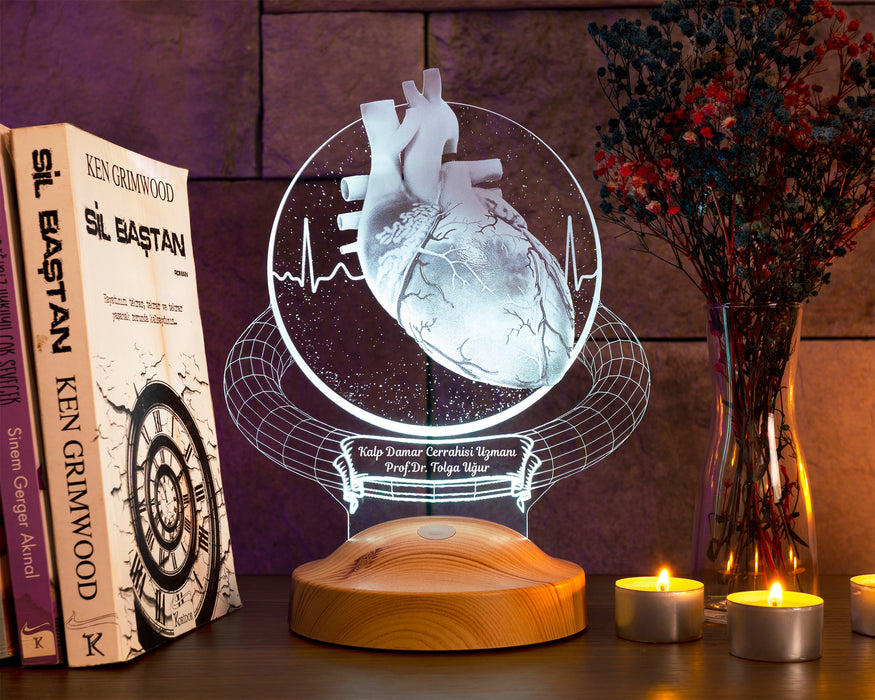 Kalp Cerrahı Hediyesi, Tıp Bayramı Hediyesi, Doktor Hediyesi Kişiye Özel Led Lamba