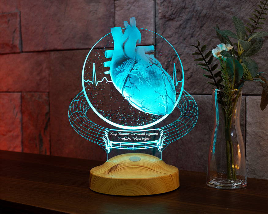 Kalp Cerrahı Hediyesi, Tıp Bayramı Hediyesi, Doktor Hediyesi Kişiye Özel Led Lamba