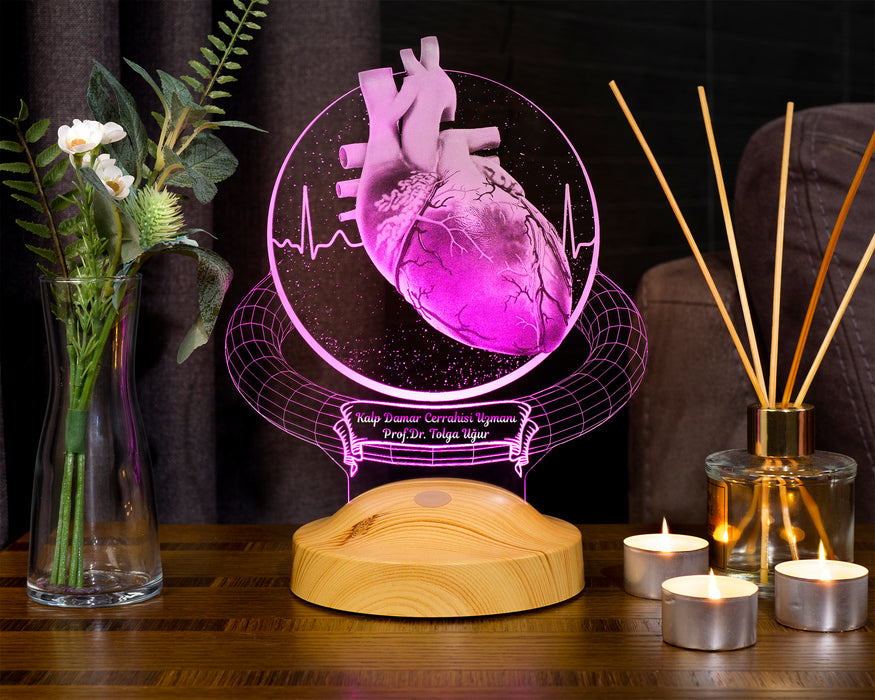 Kalp Cerrahı Hediyesi, Tıp Bayramı Hediyesi, Doktor Hediyesi Kişiye Özel Led Lamba