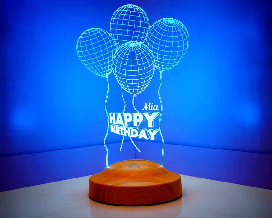 Kişiye Özel Doğum Günü Temalı Üç Boyutlu Balonlar Led Lamba