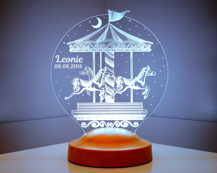 Atlıkarınca Led Lamba, İsimli Nostaljik Atlı Karınca Çocuk Odası Hediyesi Gece Lambası, Carousel Dekoratif Hediye Led Lamba