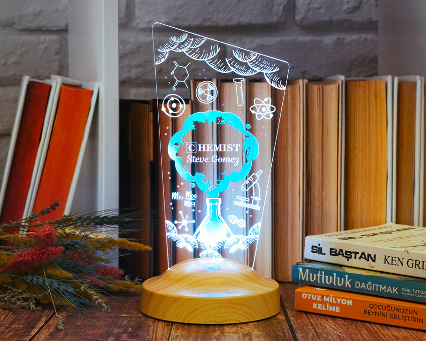 Kimya Öğretmenine Hediye, Kimya Öğretmenine Meslek Hediyesi Led Masa Lambası, Kimya Günü ve Kimyagerler
