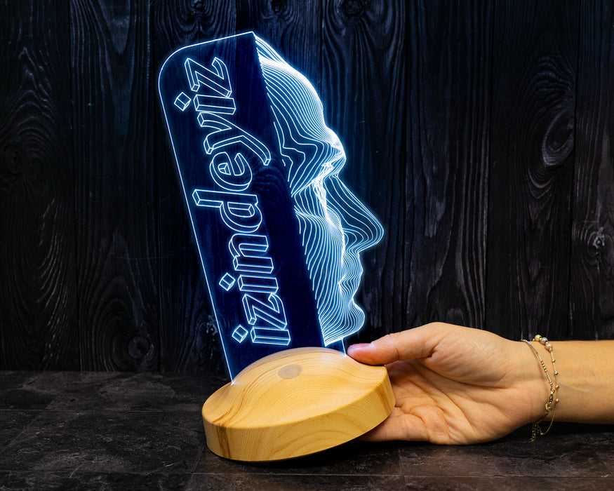 Atatürk Temalı Hediyelik Ürünler Atatürk İzindeyiz Gecelambası 3D Led Lamba, Atam İzindeyiz Sloganı, Ofis ve İşyeri Hediyesi