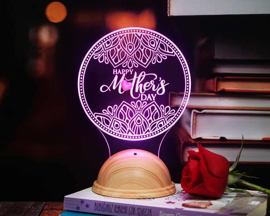 Happy Mother's Day İşlemeli Anneler Günü Hediyesi Gece Lambası