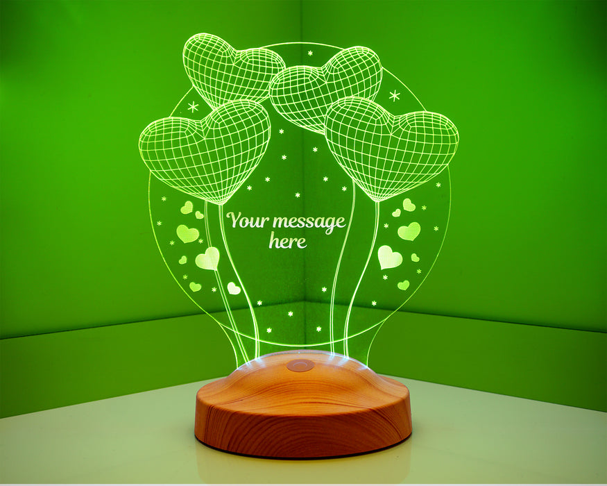 Öğretmenler Günü Hediyesi, Mezuniyet Hatıra Hediyesi, Öğretmene Hediye, Balon Kalpler, Kişiye Özel 3 Boyutlu Led Lamba