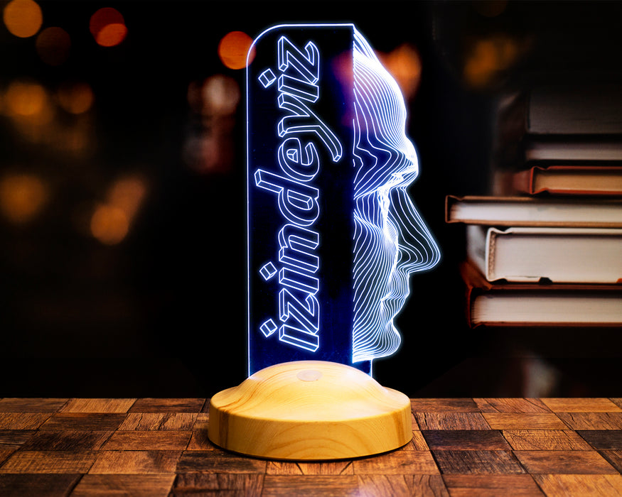 Atatürk Temalı Hediyelik Ürünler Atatürk İzindeyiz Gecelambası 3D Led Lamba, Atam İzindeyiz Sloganı, Ofis ve İşyeri Hediyesi