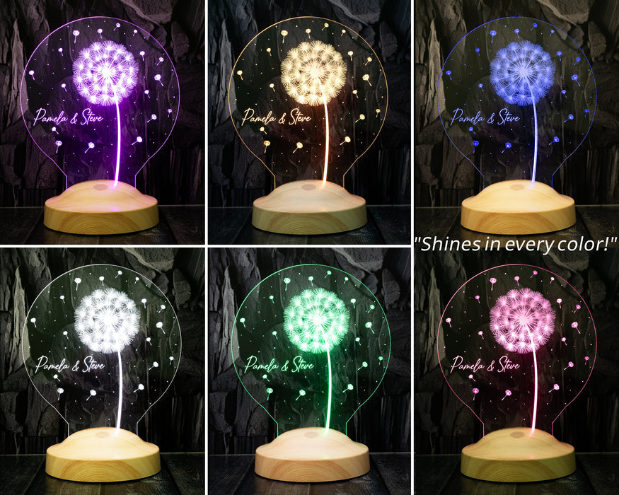 Karahindiba Led Gece Lambası, Kişiye Özel Tasarımlı - İsimli Sevgiliye, Eşe, Arkadaşa Hediye