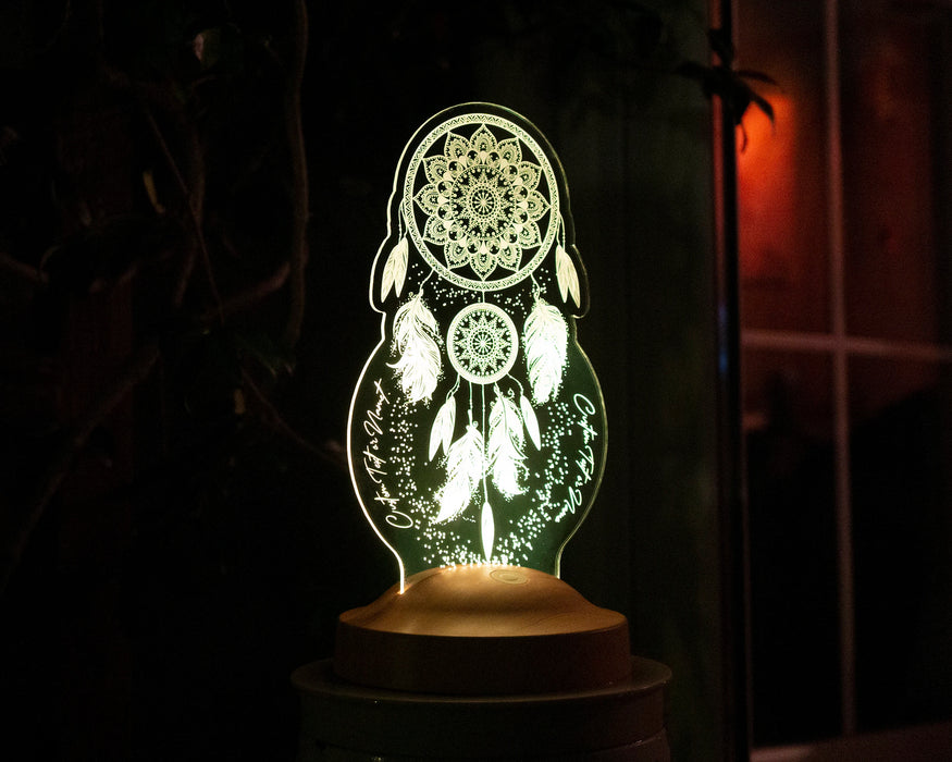 Kişiye Özel Dreamcatcher Düş Kapanı Gece Lambası, Rüya Kapanı ile Çakra Odası Dekoru, Kişiselleştirilmiş Başucu Led Lamba, En İyi Hediye