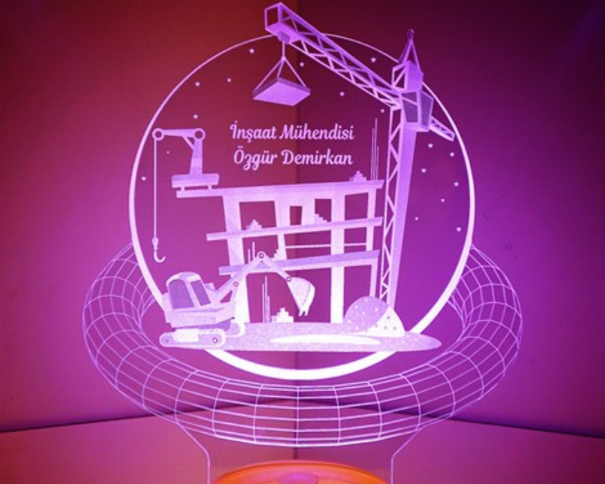 3D İnşaat Mühendisi Hediyesi 3 Boyutlu Led Lamba