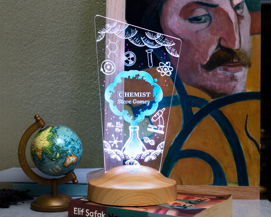 Kimya Öğretmenine Hediye, Kimya Öğretmenine Meslek Hediyesi Led Masa Lambası, Kimya Günü ve Kimyagerler