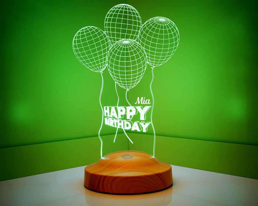 Kişiye Özel Doğum Günü Temalı Üç Boyutlu Balonlar Led Lamba
