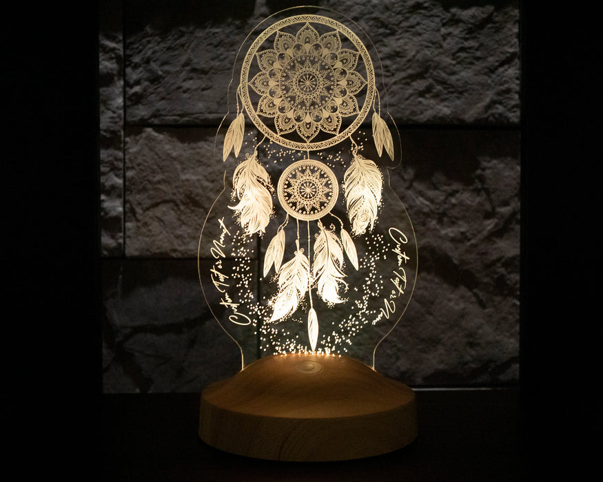 Kişiye Özel Dreamcatcher Düş Kapanı Gece Lambası, Rüya Kapanı ile Çakra Odası Dekoru, Kişiselleştirilmiş Başucu Led Lamba, En İyi Hediye