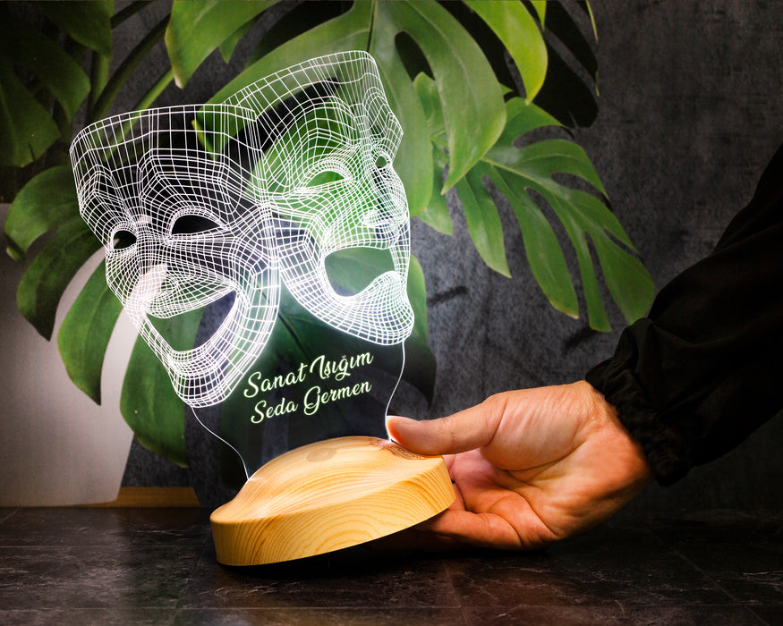 3 Boyutlu Maske, Tiyatro Sanatçısına Hediye Kişiye Özel Led Lamba