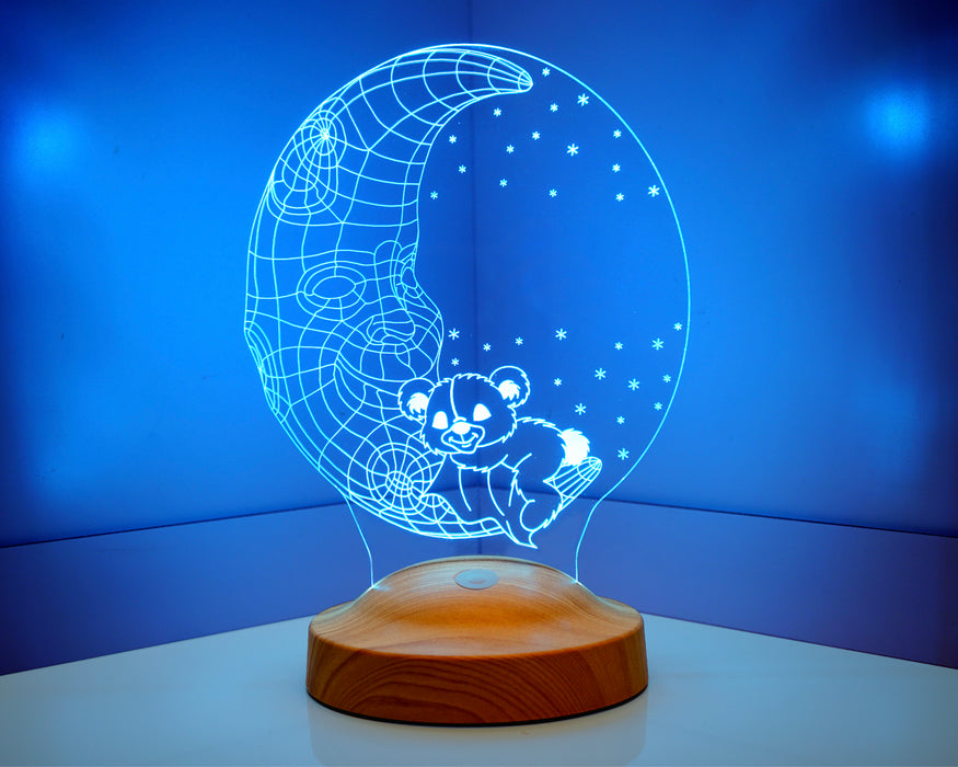 Çocuk Odası Hediyesi, Aydede Uyuyan Ayıcık İsimli Çocuk Doğum Günü Hediyesi Led Lamba