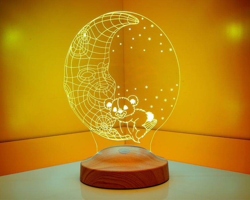Çocuk Odası Hediyesi, Aydede Uyuyan Ayıcık İsimli Çocuk Doğum Günü Hediyesi Led Lamba
