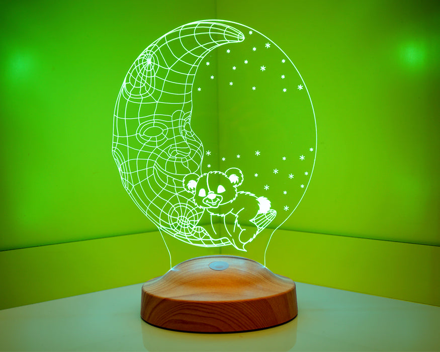Çocuk Odası Hediyesi, Aydede Uyuyan Ayıcık İsimli Çocuk Doğum Günü Hediyesi Led Lamba