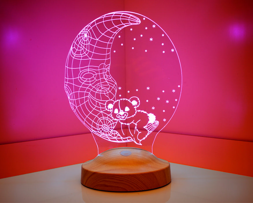 Çocuk Odası Hediyesi, Aydede Uyuyan Ayıcık İsimli Çocuk Doğum Günü Hediyesi Led Lamba