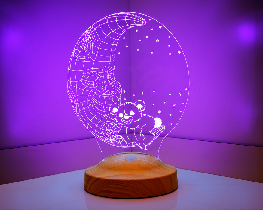 Çocuk Odası Hediyesi, Aydede Uyuyan Ayıcık İsimli Çocuk Doğum Günü Hediyesi Led Lamba