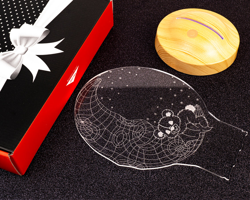 Çocuk Odası Hediyesi, Aydede Uyuyan Ayıcık İsimli Çocuk Doğum Günü Hediyesi Led Lamba