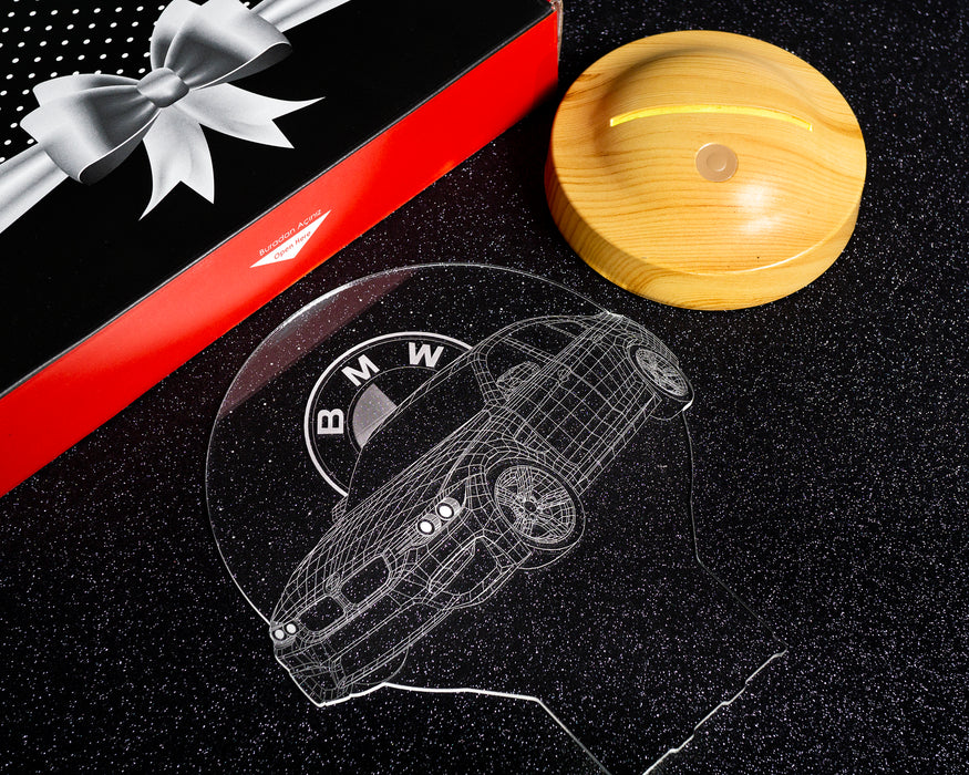 BMW Logolu İsimli Led Lamba, Araba Hayranlarına Hediye, Doğum Günü Hediyesi, Kişiye Özel Hediye 3D Led Lamba