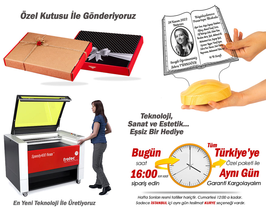 Öğretmenler Günü Hediyesi, Öğretmene Fotoğraflı Hediye, Mezuniyet Hatırası Hediyesi, Kişiye Özel Resimli Led Lamba