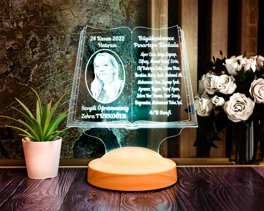 Öğretmenler Günü Hediyesi, Öğretmene Fotoğraflı Hediye, Mezuniyet Hatırası Hediyesi, Kişiye Özel Resimli Led Lamba