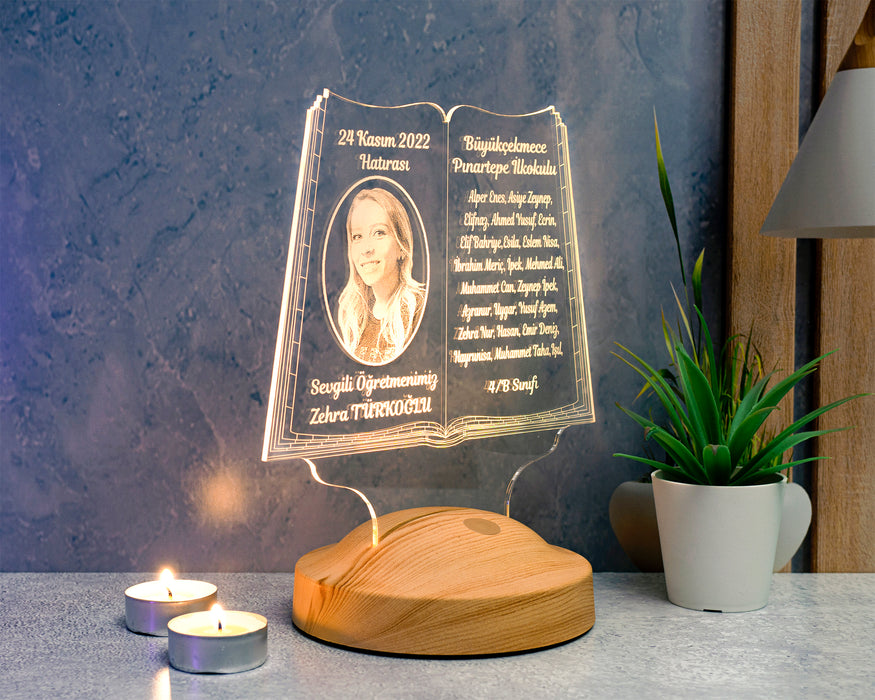Öğretmenler Günü Hediyesi, Öğretmene Fotoğraflı Hediye, Mezuniyet Hatırası Hediyesi, Kişiye Özel Resimli Led Lamba