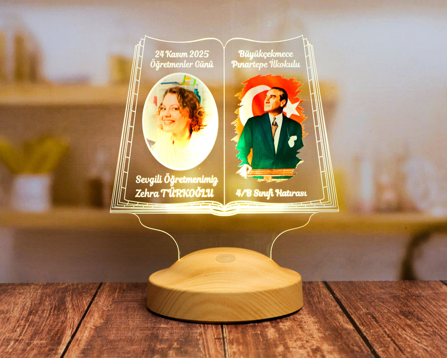 Kişiye Özel Öğretmene Hediye – Renkli Atatürk Temalı 24 Kasım Öğretemenler Günü Hediyesi