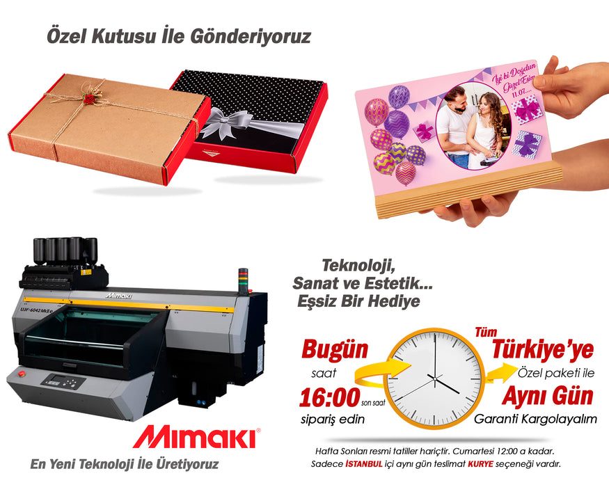 Kişiye Özel Pleksi Şeffaf Çerçeve Fotoğraflı Doğum Günü Yıldönümü Hediyesi Özel Hediye Paketli