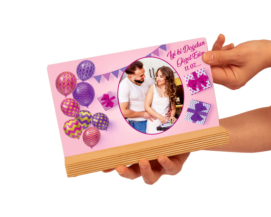Kişiye Özel Pleksi Şeffaf Çerçeve Fotoğraflı Doğum Günü Yıldönümü Hediyesi Özel Hediye Paketli