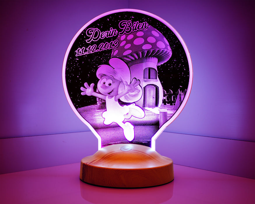 Şirine Şirinler Kişiye Özel Çocuklara Hediye Led Lamba