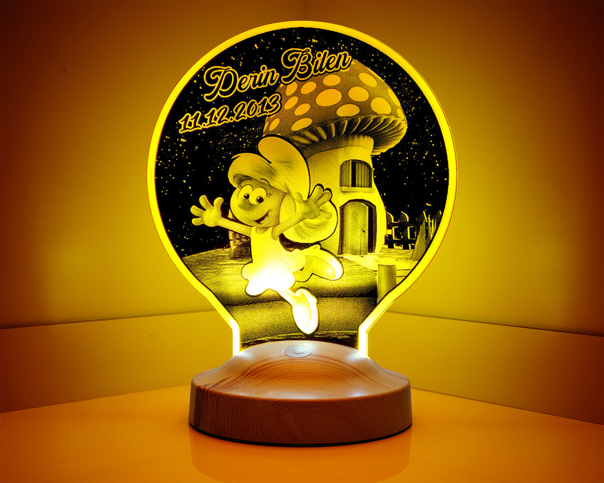 Şirine Şirinler Kişiye Özel Çocuklara Hediye Led Lamba