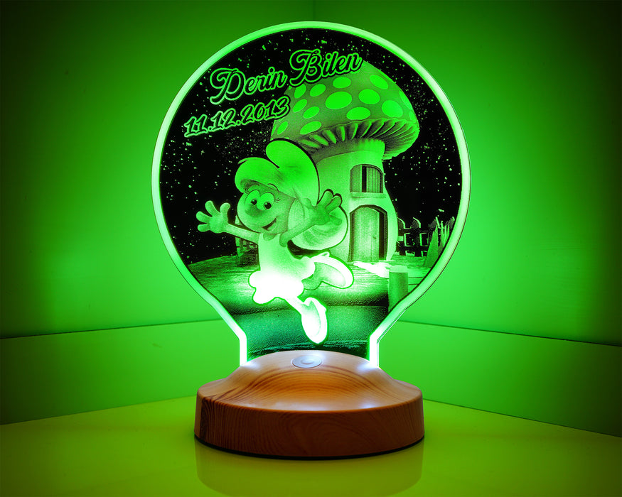 Şirine Şirinler Kişiye Özel Çocuklara Hediye Led Lamba