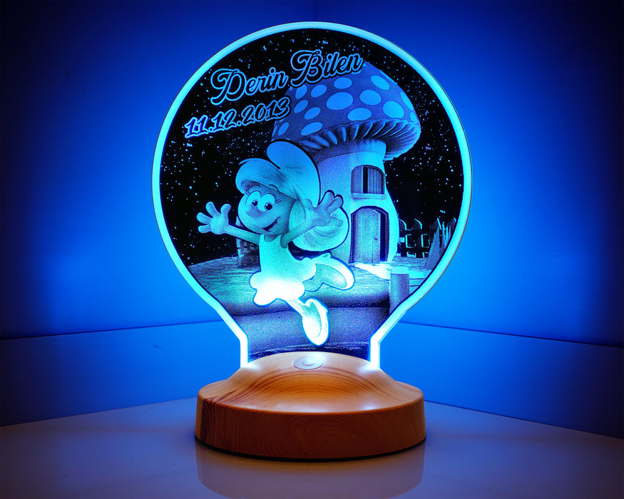Şirine Şirinler Kişiye Özel Çocuklara Hediye Led Lamba