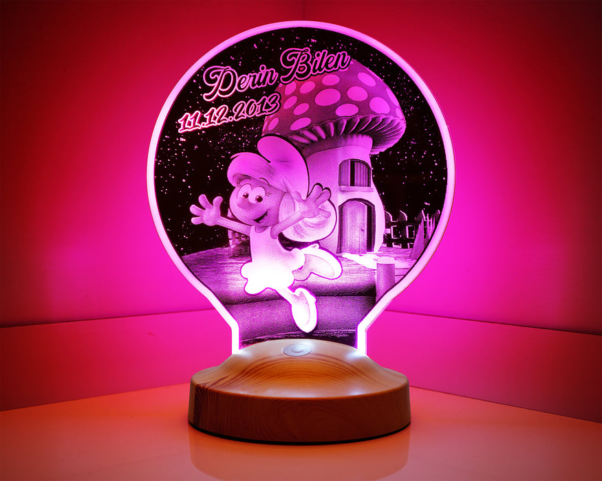 Şirine Şirinler Kişiye Özel Çocuklara Hediye Led Lamba