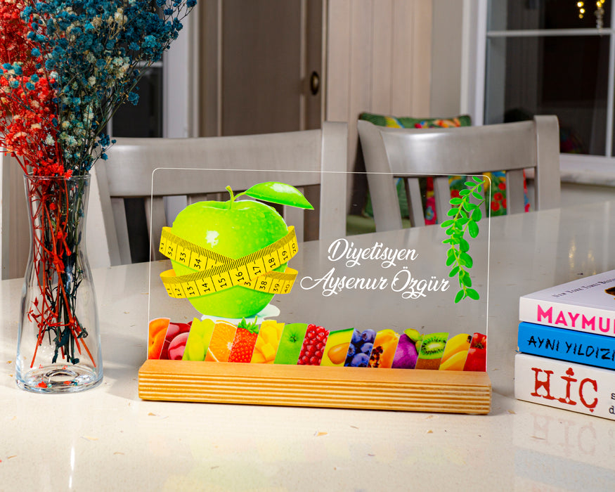 Kişiye Özel Pleksi Şeffaf tablo Diyetisyen Doktor Hediyesi Özel Hediye Paketli