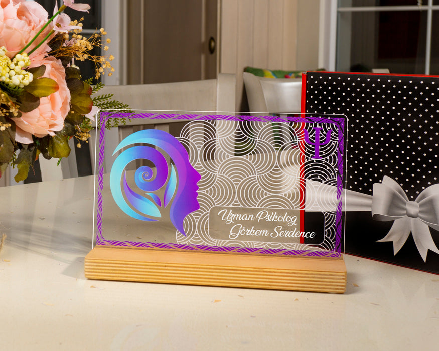 Kişiye Özel Pleksi Şeffaf Çerçeve Psikolog & Psikiyatri doktoru Hediyesi Özel Hediye Paketli