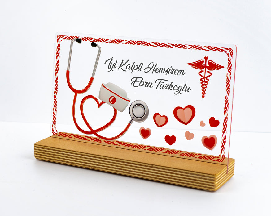 Kişiye Özel Pleksi Şeffaf Çerçeve Hemşire Hediyesi Özel Hediye Paketli
